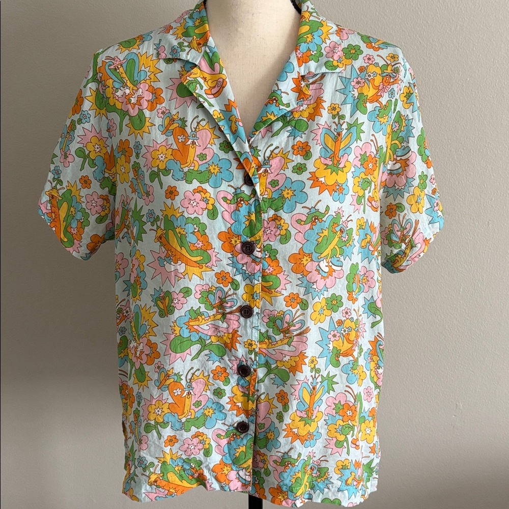 Big Bud Press BUTTERLY BASH Pantry Button-Up Shirt, sz Small